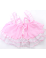 Pink Cat Girl Swimsuit - Soft Girl Edition, sheer layered mesh with ruffles and bow details.