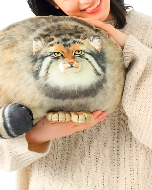 Close-up of a Chonky Realistic Palla's cat plush, featuring detailed fur and facial features.