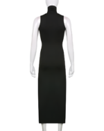 Black maxi dress, the Dark Turtleneck Goth Dress, on a mannequin.