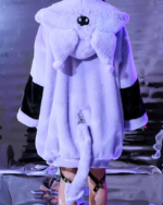 Faux Fur Hooded Coat - Kuromicore aesthetic, featuring cat ears and tail details.