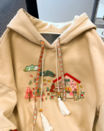 House on the Mountains Hoodie - Ethno-chic aesthetic, featuring a mountain graphic embroidery.