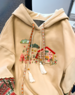 House on the Mountains Hoodie - Ethno-chic aesthetic featuring mountain graphic embroidery.