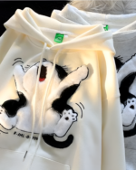 Close-up of a Kawaii Fluffy Neko Pullover Hoodie featuring a cute cat design.