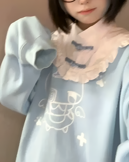 Light blue kawaii long sleeve t-shirt with a floral design.