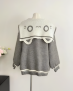 Gray Kawaii Sailor Pullover Sweater with a playful graphic design.