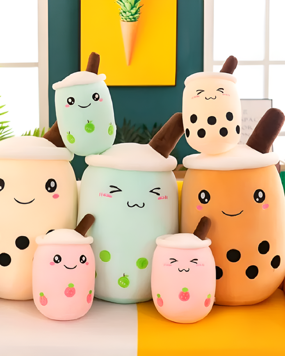 Set of Milk Tea Plushie MK II - Boba Overload plush toys in various sizes and colors.