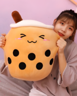 Soft Milk Tea Plushie MK II - Boba Overload, a brown plush bubble tea toy with black accents.