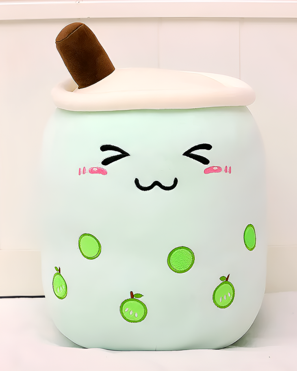 Cute Milk Tea Plushie MK II - Boba Overload, featuring a pastel green bubble with detailing and face.