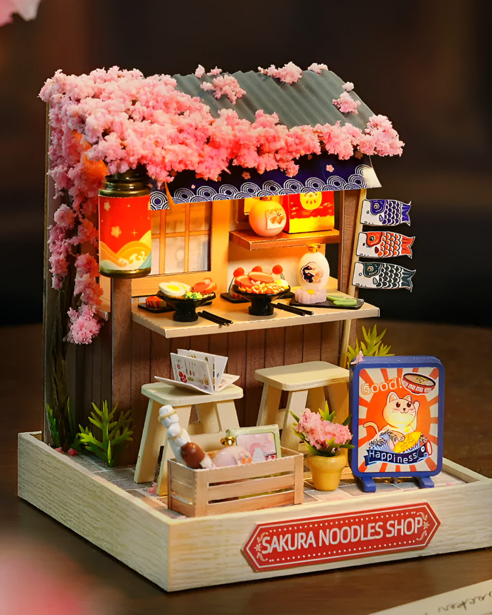 Miniature DIY Doll House product photo 3 Miniature DIY Doll House featuring a Japanese noodle shop with food and furniture.