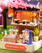 Miniature DIY Doll House featuring a Japanese noodle shop with food and signage.