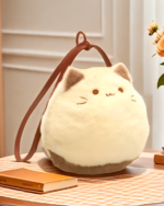 Neko plushie handbag displayed as a plush, round bag with a handle.