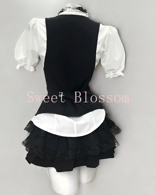 Black and white Ouji aesthetic dress set with vest and skirt.