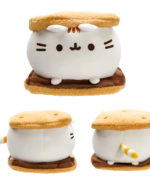 Dessert Edition Pusheen plushie, shaped like a s'mores sandwich, soft plush material.