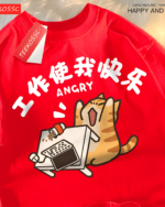 Red long sleeve shirt with a rage kitty graphic tee featuring an angry cat at a laptop. New with tag.