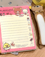 Rilakkuma notebook displaying chocolate cookie recipe instructions.
