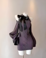 Slim Fit Knitted Dress - Coquette Aesthetic on mannequin with accessories.