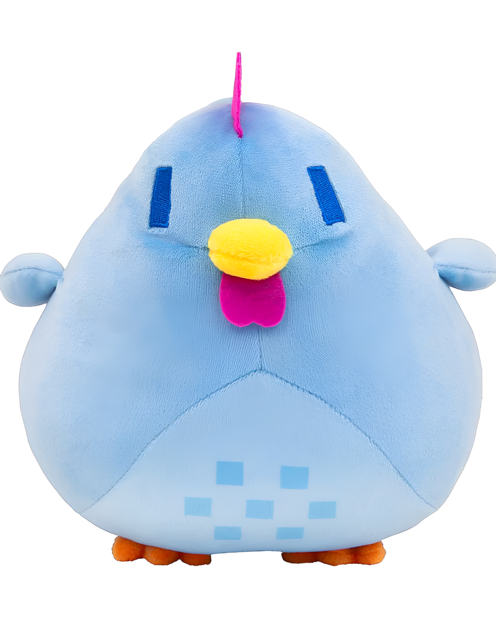 Blue Stardew Chicken Plush, Pixel Collection plush toy with yellow beak and feet.