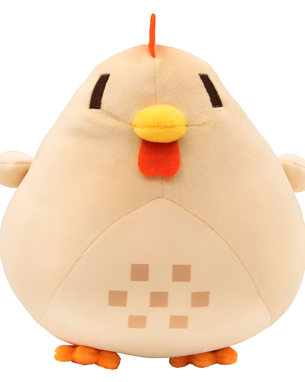 Close-up of a Stardew Chicken Plush - Pixel Collection, soft plush toy.