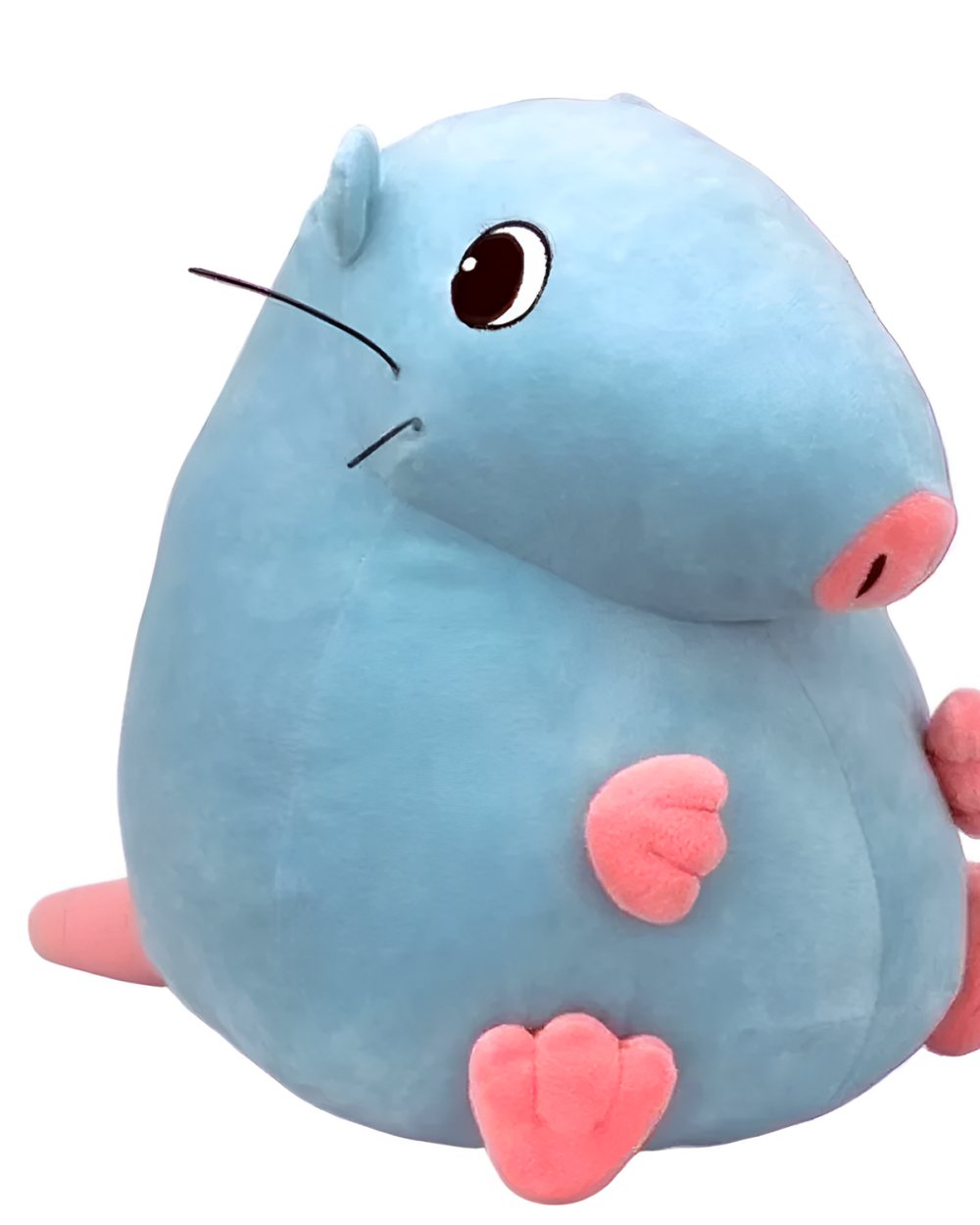 A blue Stupid Rat Plushie, soft and plush toy with pink details.