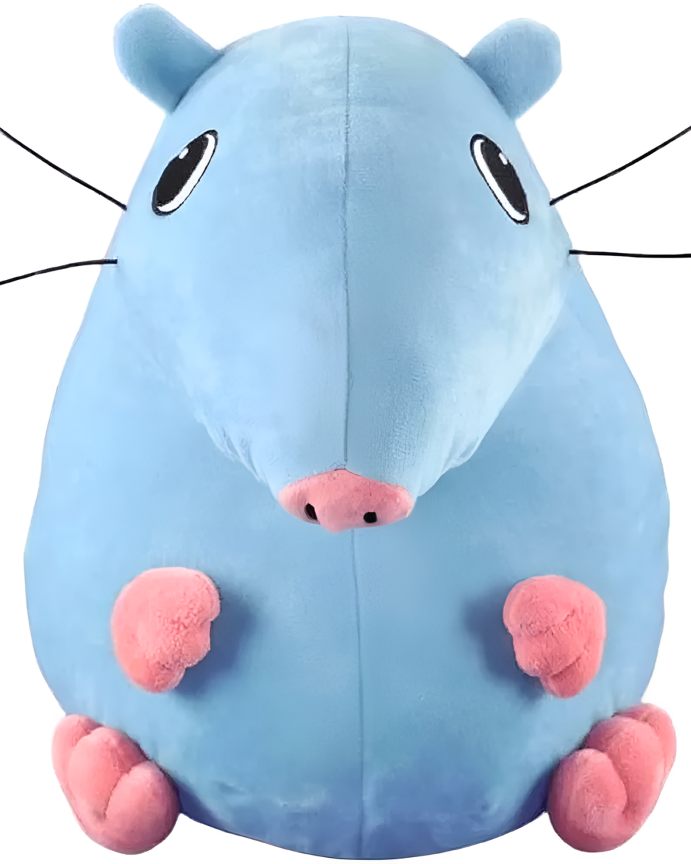 A blue Stupid Rat Plushie, soft and plush toy with pink details.