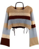 Cream and brown knitted crop top from The Autumn Set.