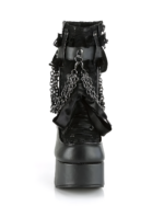 Black Vampyra platform goth boots with chain and ribbon details. High sole and lace-up design.