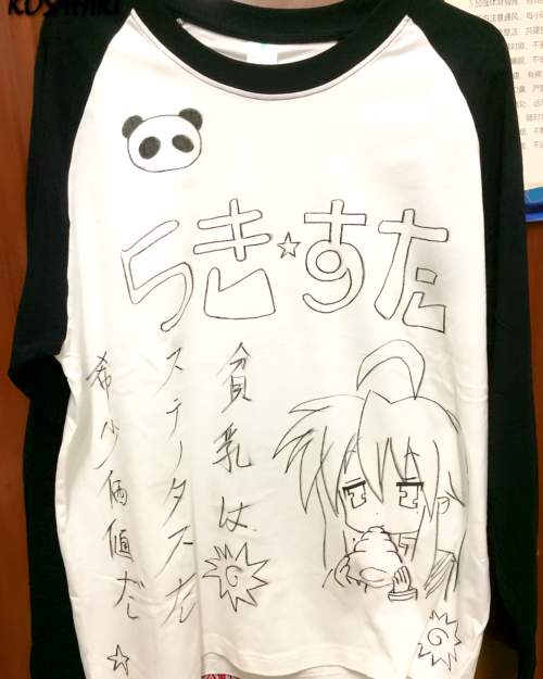 らき☆すた Contrast Long Sleeve T-Shirt with character design.