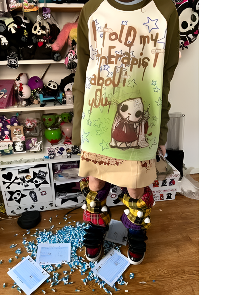 I Told My Therapist shirt long sleeve t-shirt with graphic design, featuring a brown bear.