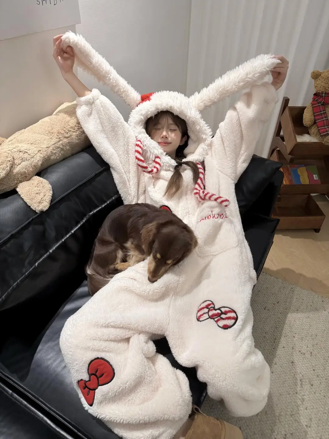 Slumber Bow-Bunny Ribbon Kigurumi Pajamas word1