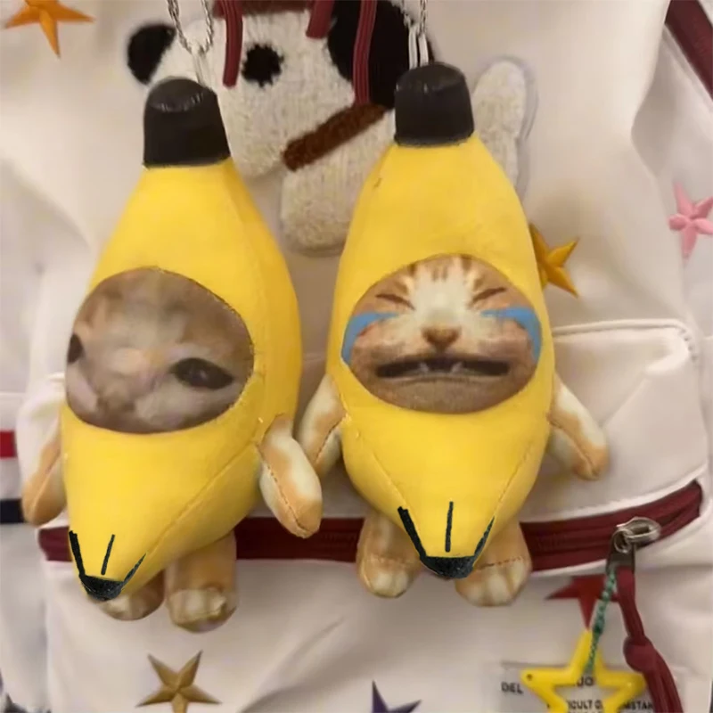 Crying Banana Cat Bag Charm word2