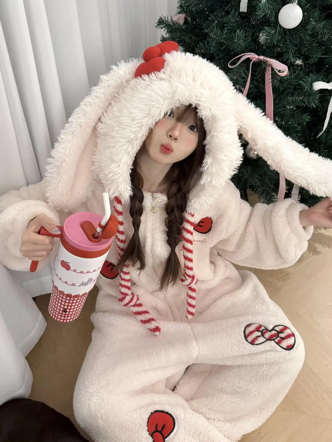 Slumber Bow-Bunny Ribbon Kigurumi Pajamas word1