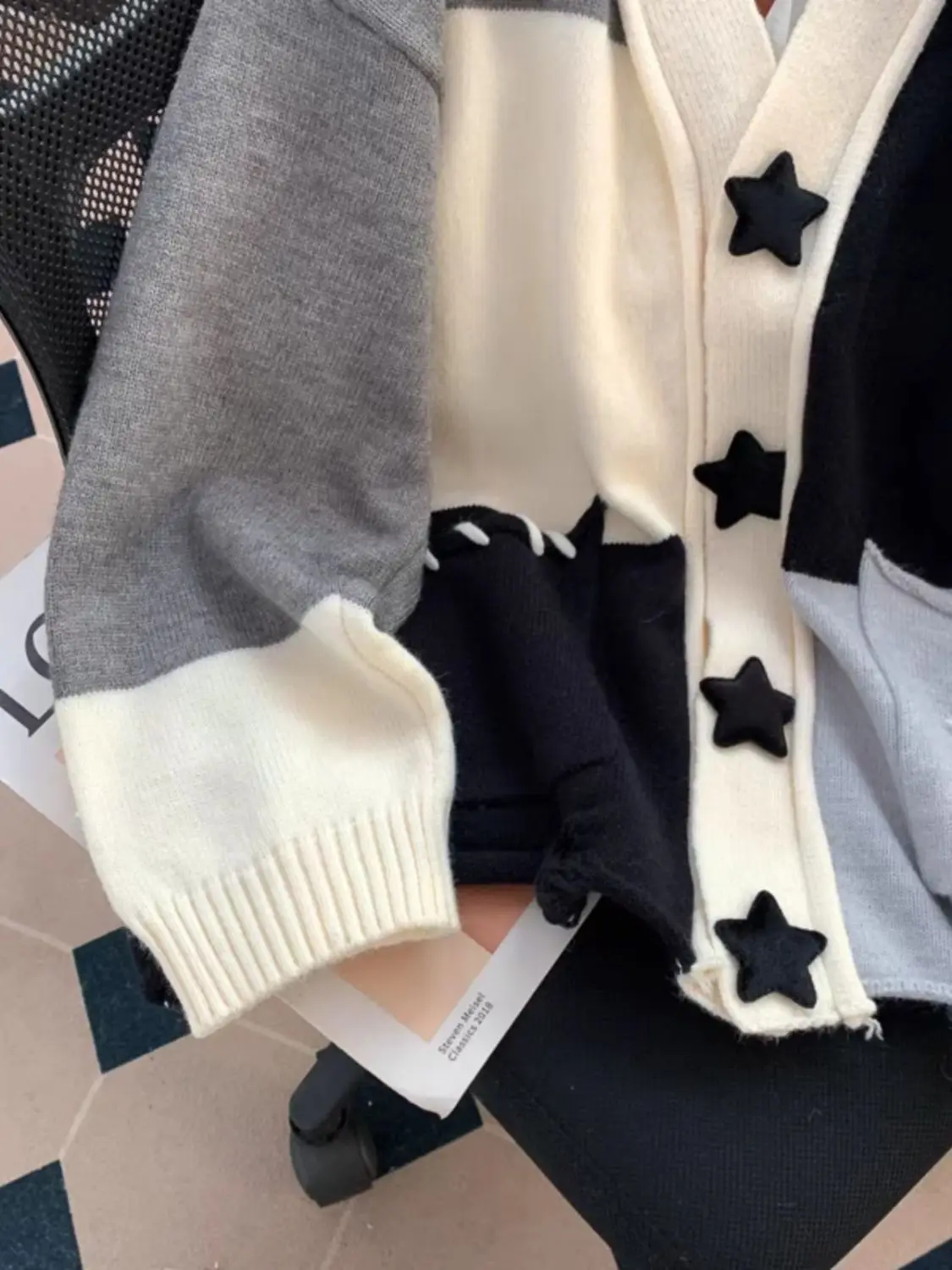 Patchwork Cardigan Sweater - Star Edition word1