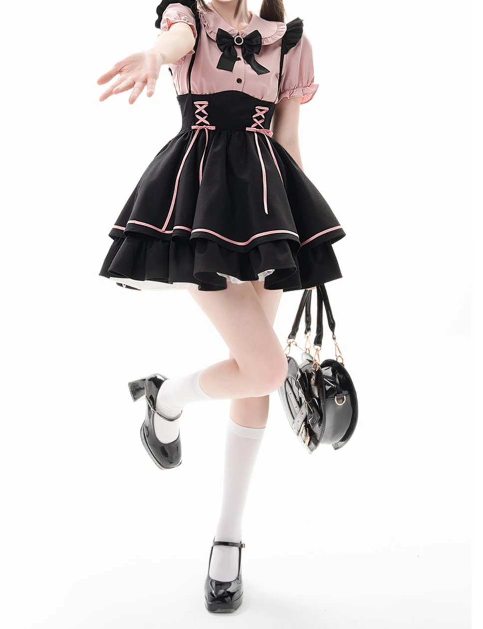 Heartache Lace-Up Pinafore Coord - Jirai Kei Aesthetic word2