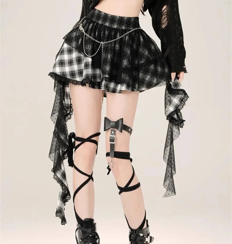 Lace Chain Mini Skirt - Goth Punk Aesthetic word3