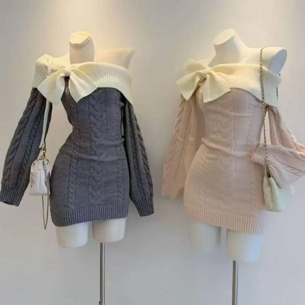 Slim Fit Knitted Dress - Coquette Aesthetic word2