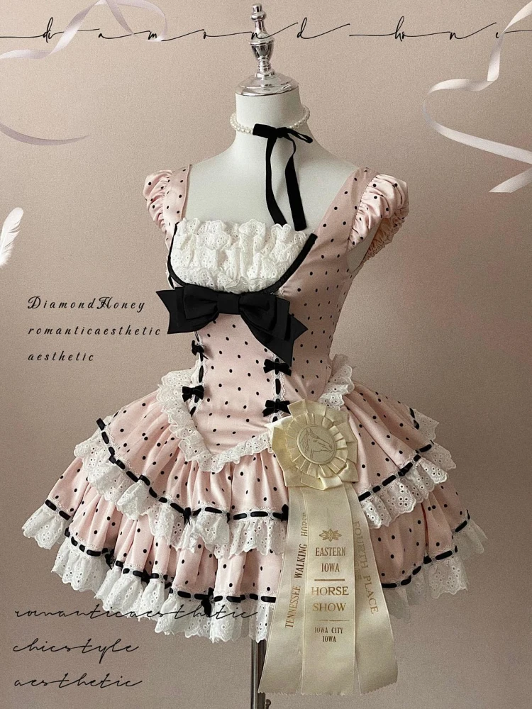 Polka Dotted Ruffled Dress - Hime Lolita Aesthetic word2