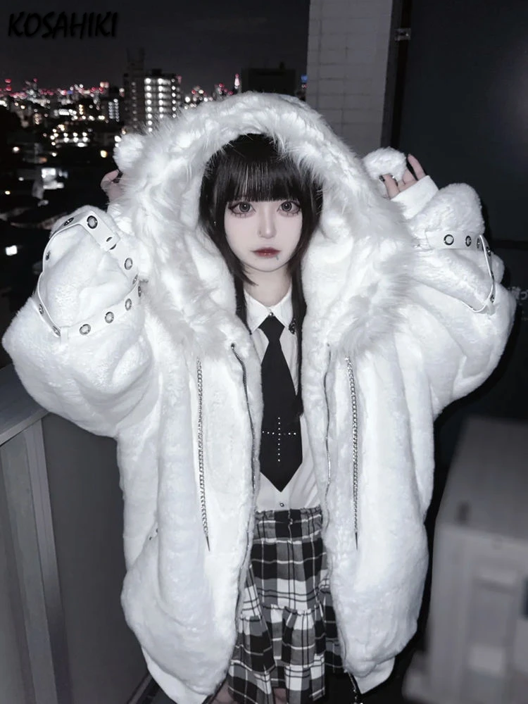 Fluffy Bear Grommet Hoodie - Sabukaru Kei word2