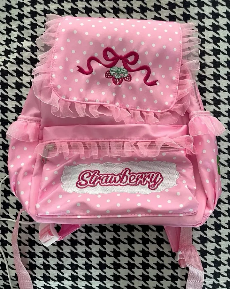 Pink Strawberry Backpack - Jojifuku Aesthetic word1