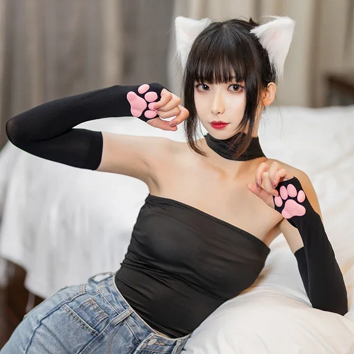 Kawaii 3D Cat Paw Sleeves word1