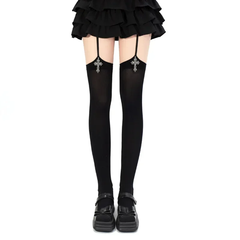 Suspender Cross Socks - Gothic Lolita Aesthetic word1