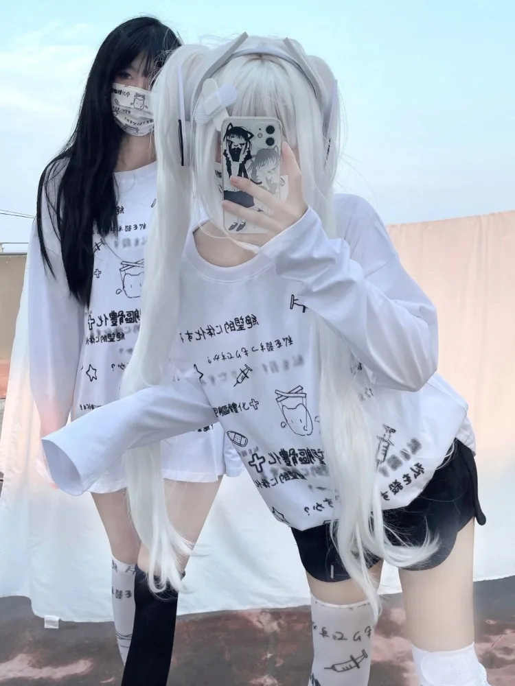 White Oversize Neko T-Shirt - Cutecore Aesthetic word2
