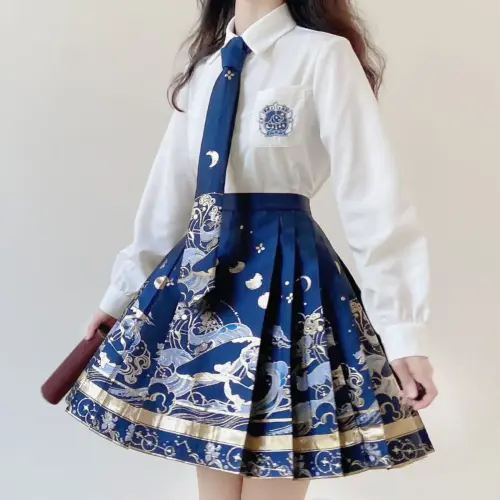 Celestial Wave Pleated Skirt