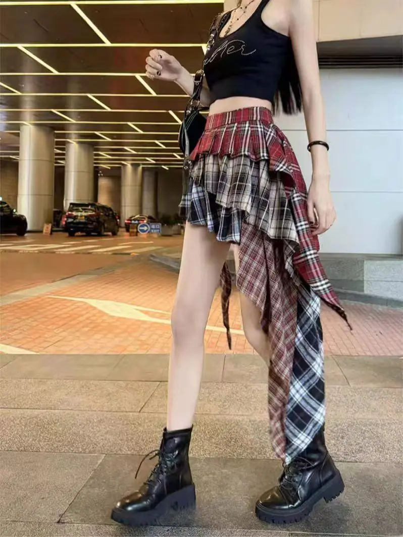 Patched Pleated Skirt - Grunge Aesthetic word3