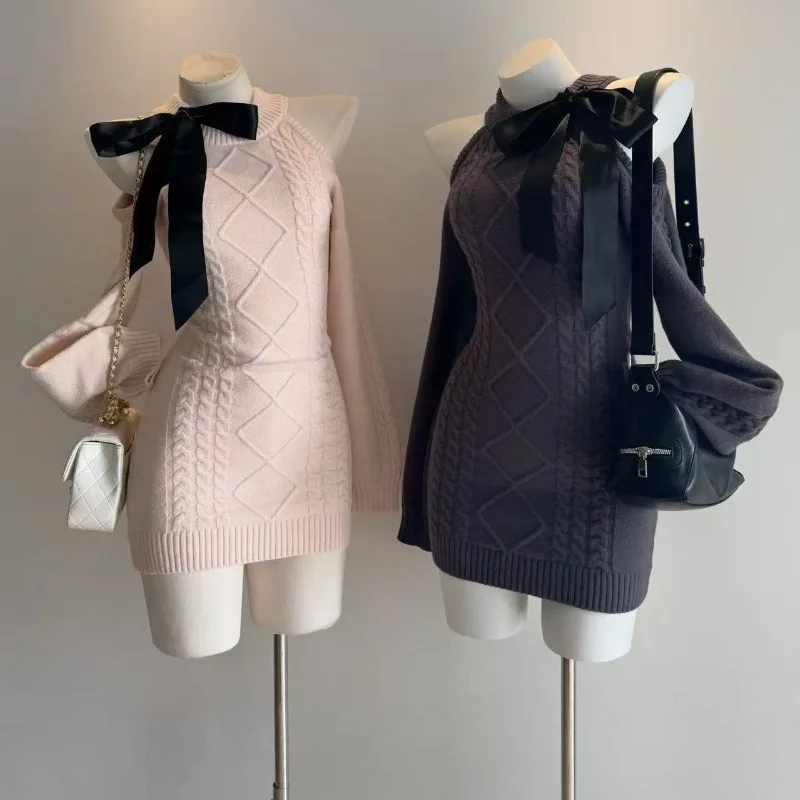 Slim Fit Knitted Dress - Coquette Aesthetic word2