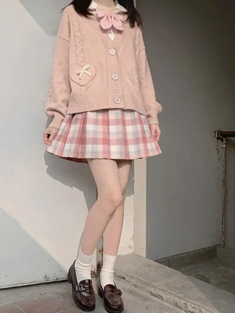 Japanese-Style Knitted Bowed Cardigan word1