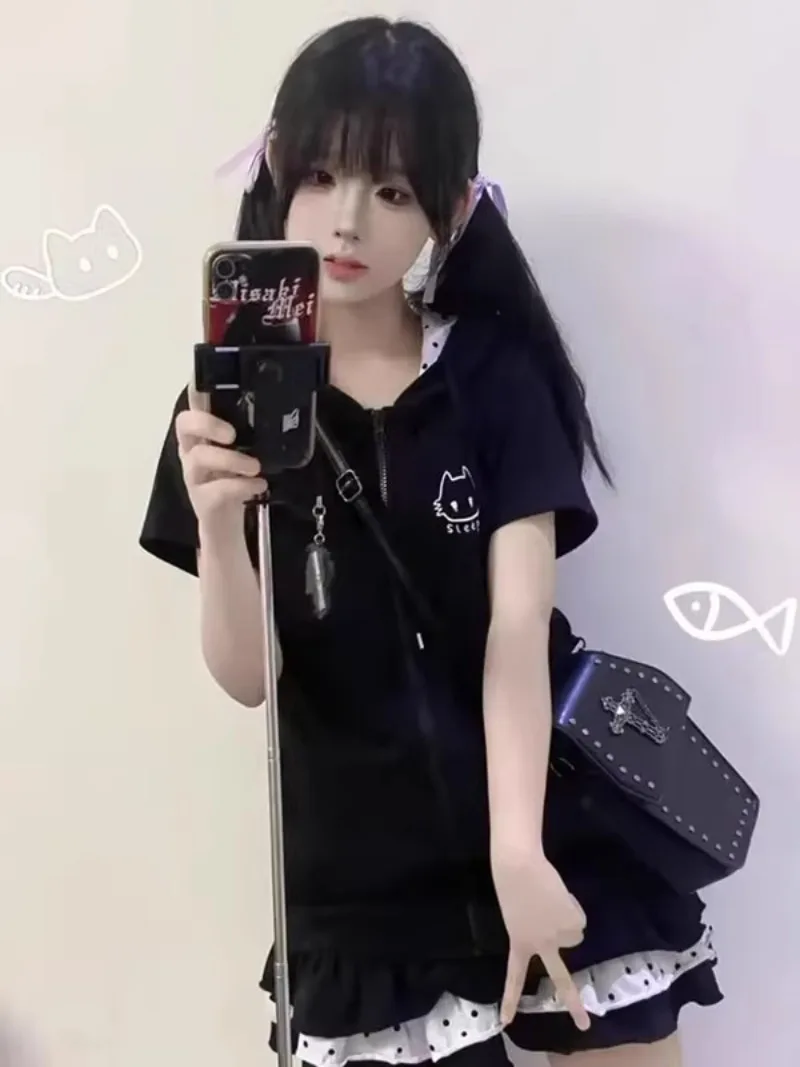 Sleepy Neko Short Sleeved Hooded T-Shirt word3