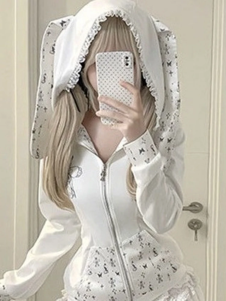 Rabbit Eared Floral Hoodie word1