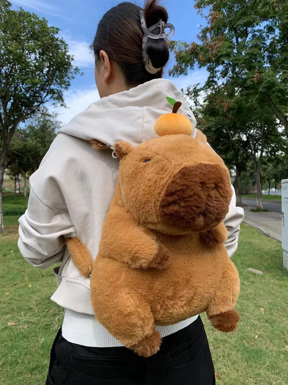 Capybara Plush Backpack word2
