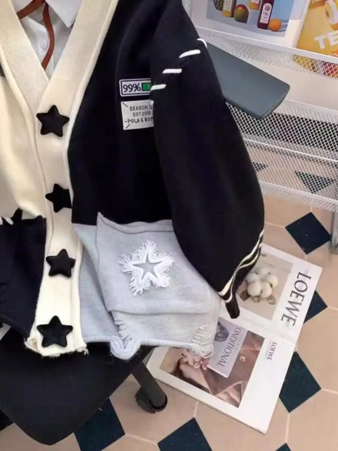 Patchwork Cardigan Sweater - Star Edition word1