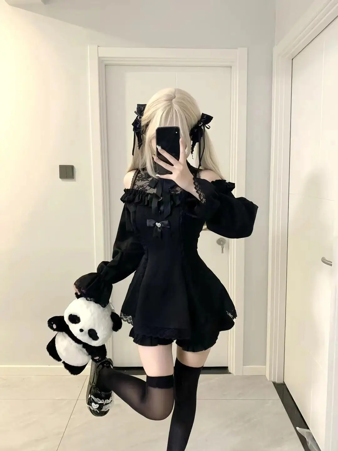 Bowed Mini Dress - Gothic Lolita Aesthetic word1